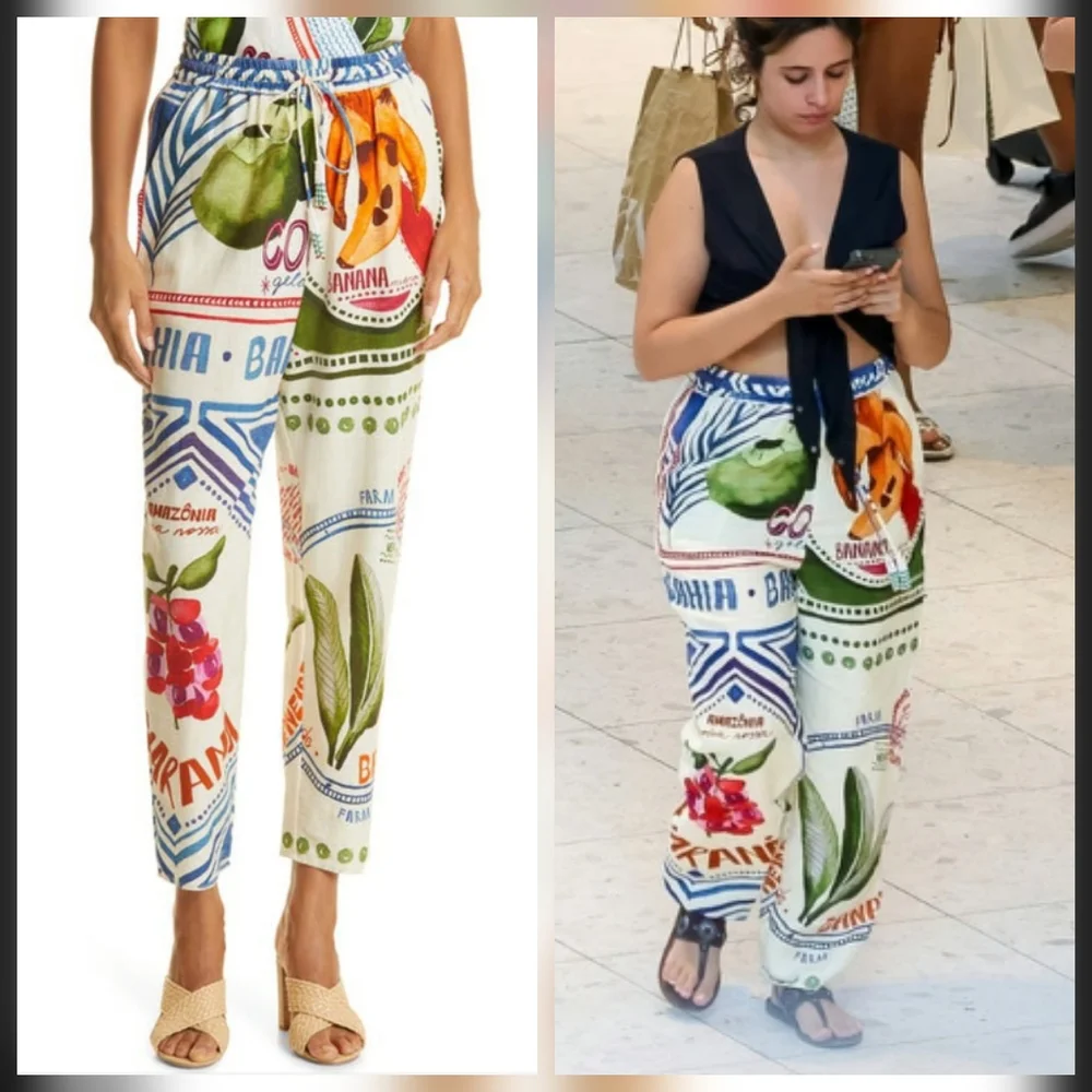 Farm Rio Stamps Linen Pants